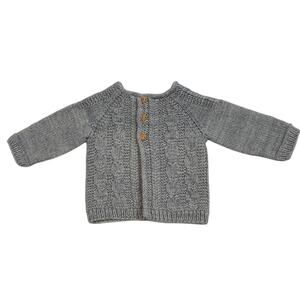 Handmade Infant Boys Round Neck Sweater and 3 Wood Buttons